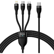 Кабель BASEUS Flash Series II 3-in-1 Fast Charging Data Cable Type-C to M+L+C 100W 1.5м Black (CASS030201)