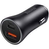 Автомобильное зарядное устройство BASEUS Golden Contactor Max Dual Fast Charger U+C 60W Dark Gray (CGJM000113)