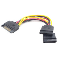 Кабель-разветвитель питания CABLEXPERT SATA 15pin M to 2xSATA 15pin F 15см (CC-SATAM2F-01)