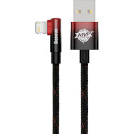 Кабель BASEUS MVP 2 Elbow-shaped Fast Charging Data Cable USB to iP 2.4A 1м Black/Red (CAVP000020)