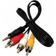 Кабель mini-jack 3.5 мм - 3RCA 1.5м Black (B00368)