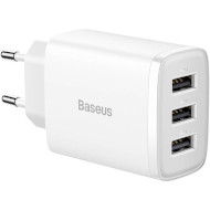 Зарядное устройство BASEUS Compact Charger 3U 17W EU White (CCXJ020102)