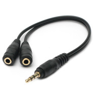 Сплиттер POWERPLANT mini-jack 3.5mm (M) - 2xmini-jack 3.5mm (F) 0.2м Black (KD00AS1263)