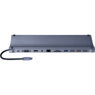 Порт-репликатор CABLEXPERT 11-in-1 USB-C to HDMI/VGA/USB3.1/PD/LAN/AUX/CR (A-CM-COMBO11-01)