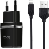 Зарядное устройство HOCO C12 Smart 2xUSB-A, 2.4A Black w/Lightning cable (6957531064107)