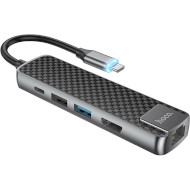 Порт-репликатор HOCO HB23 Easy View Type-C to HDMI+USB3.0+USB2.0+LAN+PD