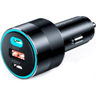 Автомобильное зарядное устройство CHOETECH TC0011 130W 2xUSB-C, 1xUSB-A Car Charger Black