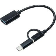 Адаптер OTG XOKO AC-150 USB-A 3.0 to Micro-USB/Type-C Black (AC-150-BK)