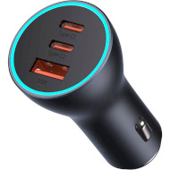 Автомобильное зарядное устройство BASEUS Golden Contactor Pro Triple Car Charger 2C+U 65W Dark Gray (CGJP010013)