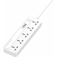 Сетевой фильтр PROLOGIX PR-SC5415W White, 5 розеток, 1xUSB-C, 3xUSB, 2м