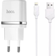 Зарядное устройство HOCO C11 Smart 1xUSB-A, 1.0A White w/Lightning cable (6957531047735)