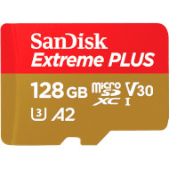 Карта памяти SANDISK microSDXC Extreme Plus 128GB UHS-I U3 V30 A2 Class 10 + SD-adapter (SDSQXBD-128G-GN6MA)