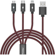 Кабель PRODA PD-B65th USB-A to Lightning/Micro-USB/Type-C 1.2м Red