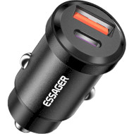 Автомобильное зарядное устройство ESSAGER Gyroscope Mini Car Charger 45W 1xUSB-A, 1xUSB-C Black (ECCAC45-TL01-Z)