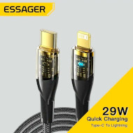 Кабель ESSAGER Interstellar Transparent Design Charging Cable Type-C to Lightning 29W 1м Black (EXCTL-XJ01-P)