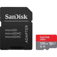 Карта памяти SANDISK microSDXC Ultra 128GB UHS-I A1 Class 10 + SD-adapter (SDSQUAB-128G-GN6MA)