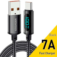 Кабель ESSAGER Enjoy LED Digital Display 7A Charging Cable USB-A to Type-C 1м Black (EXCT-XY01-P)