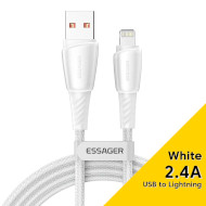 Кабель ESSAGER Rainbow Fast Charging Cable 2.4A USB-A to Lightning 2м White (EXCL-CHA02)