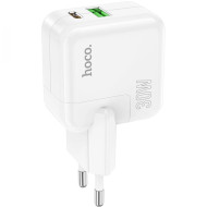 Зарядное устройство HOCO C111A Lucky 1xUSB-A, 1xUSB-C, PD30W, QC3.0 White (6931474790866)