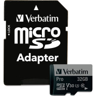 Карта памяти VERBATIM microSDHC Pro 32GB UHS-I U3 V30 A2 Class 10 + SD-adapter (47041)