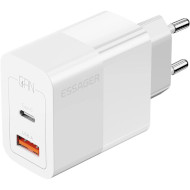 Зарядное устройство ESSAGER Pinchen 33W 1xUSB-A, 1xUSB-C, PD3.0, QC3.0 GaN Travel Charger White (ECTAC-PCB02-P)