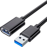 Кабель-удлинитель ESSAGER Extension Cable USB 3.0 Male to Female 1м Black (EXCAM-YT01)