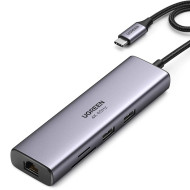 Порт-репликатор UGREEN CM512 7-in-1 USB-C to HDMI, 2xUSB3.0, LAN, TF/SD, PD 100W (90568)