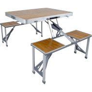 Кемпинговый стол со стульями BO-CAMP Bamboo 85x65см Brown/Silver (1404800)