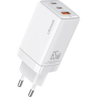 Зарядное устройство USAMS US-CC180 Sandru 65W 3 Ports GaN Fast Charger White (CC180TC02)