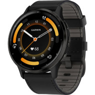 Смарт-часы GARMIN Venu 3 Slate Stainless Steel Bezel with Black Case and Black Leather Band (010-02784-52)
