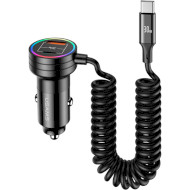 Автомобильное зарядное устройство USAMS US-CC167 C33 Dual USB 60W Car Charger Black w/USB-C cable (CC167CC01)
