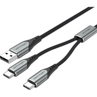 Кабель VENTION 2-in-1 USB-A to Dual USB-C Y-Splitter Cable 1м Gray (CQOHF)