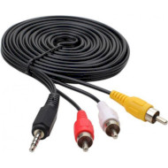 Кабель mini-jack 3.5 мм - 3RCA 3м Black (S0496)