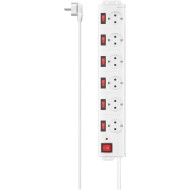 Сетевой фильтр HAMA 6-Way Power Strip White, 6 розеток, 1.4м (00223159)
