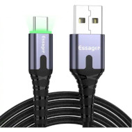 Кабель ESSAGER LED Light USB Charging & Data Cable USB-A to Type-C 3A 2м Black (EXCT-XGA0G)