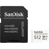 Карта памяти SANDISK microSDXC High Endurance 512GB UHS-I U3 V30 Class 10 + SD-adapter (SDSQQNR-512G-GN6IA)