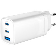 Зарядное устройство GEMBIRD 1xUSB-A, 2xUSB-C, PD+QC3.0 65W White (TA-UC-PDQC65-01-W)