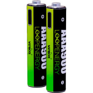 Аккумулятор VERICO AAA 600mAh FlatTop, USB-C зарядка 2шт/уп
