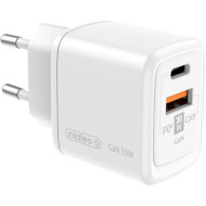 Зарядное устройство INTALEO TCG30GAN 1xUSB-A, 1xUSB-C, 3A White