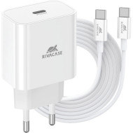 Зарядное устройство RIVACASE Rivapower PS4101 WD4 1xUSB-C, PD3.0, QC3.0, 20W White w/Type-C to Type-C cable