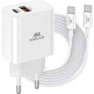 Зарядное устройство RIVACASE Rivapower PS4102 WD4 1xUSB-A, 1xUSB-C, PD3.0, QC3.0, 20W White w/Type-C cable