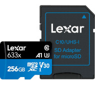 Карта памяти LEXAR microSDXC High Performance 633x 256GB UHS-I U3 V30 A1 Class 10 + SD-adapter (LSDMI256BB633A)