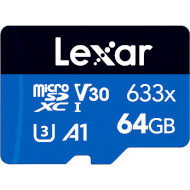 Карта памяти LEXAR microSDXC High Performance 633x 64GB UHS-I U3 V30 A1 Class 10 + SD-adapter (LMS0633064G-BNNNG)