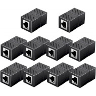 Соединитель витой пары UGREEN NW114 RJ-45 Ethernet Cable Extender Adapter 10-pack экранированный Black (30718)