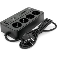 Сетевой фильтр VOLTRONIC G13H Black, 4 розетки, 2xUSB-C, 4xUSB, 2м