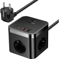 Зарядное устроство BASEUS GaN5 PowerCombo Cube Power Strip 3AC+2U+2C 30W Black (E00066400117-00)