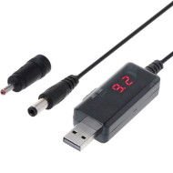 Кабель питания USB to DC KEWEISI 5.5x2.1mm + 3.5x1.35mm 5V to 9V/12V 0.8м Black