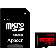 Карта памяти APACER microSDXC 64GB UHS-I V10 A1 Class 10 + SD-adapter (AP64GMCSX10UB-R)