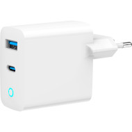 Зарядное устройство GEMBIRD 1xUSB-A, 1xUSB-C, PD+QC3.0 65W White (TA-UC-PDQC65L-W-01)