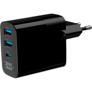 Зарядное устройство GEMBIRD 2xUSB-A, 1xUSB-C, PD+QC3.0 30W Black (TA-UC-PDQC30LCD-BK-02)